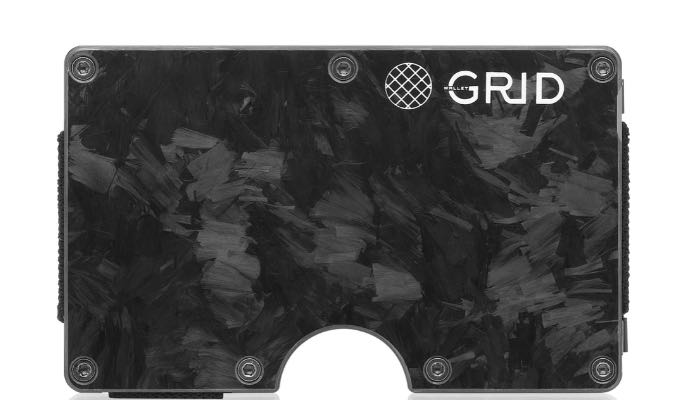 Grid forged carbon card holder wallet